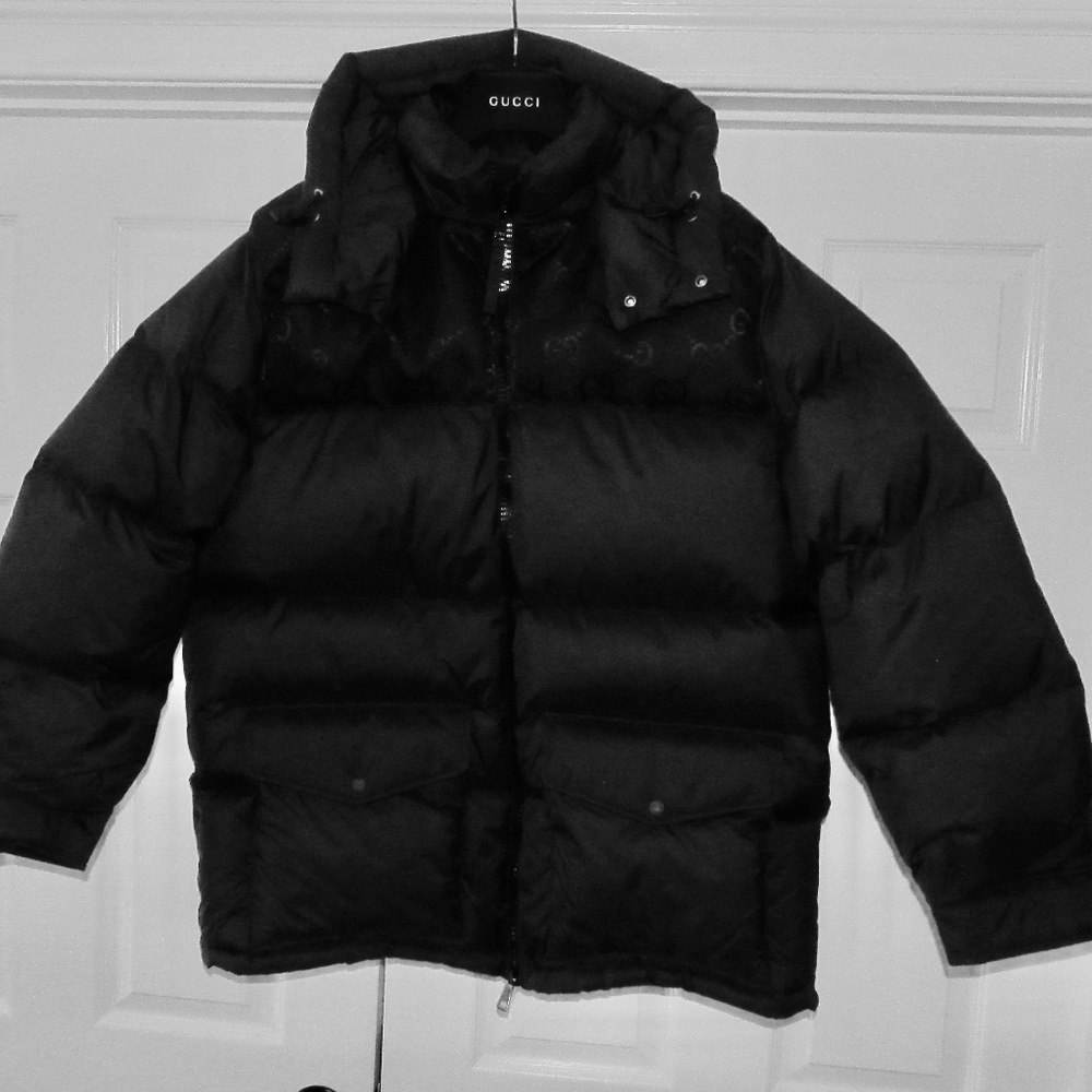 NWT GUCCI $4100 Mens Down Puffer GG logo Black Winter Coat 40 - 42 US / 50 Italy